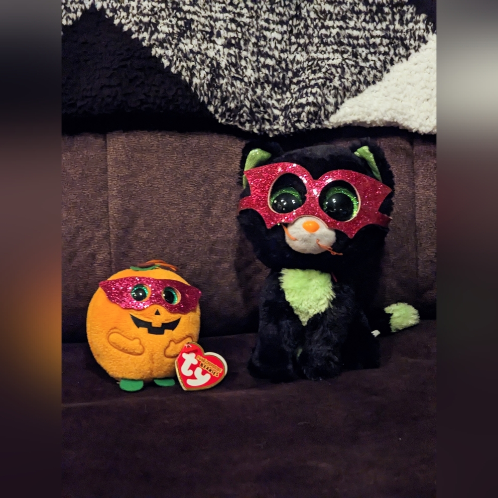 TY Halloween Cat & Pumpkin Punkin Spooky Festive Fall